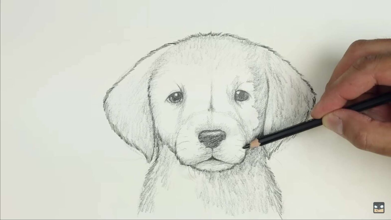 Man drawing a puppy